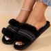 Bling Weave Pattern Fur Slippers Women 2025 Mix Color Faux Fur Plush Slides Woman Slip On House Flats Cotton Slippers Mu_voghion.com