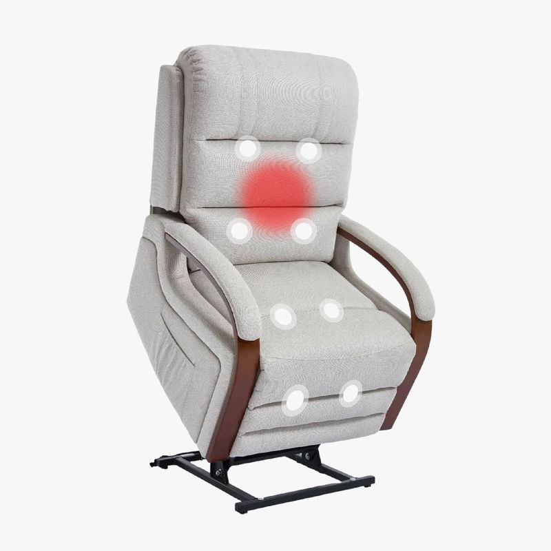 Recliner Chair For Adults, Massage Fabric Small Recliner Home Theater Seating With Lumbar Support, Adjustable Modern Reclining Chair With Padded Seat Backrest For Living Room, Beige_voghion.com