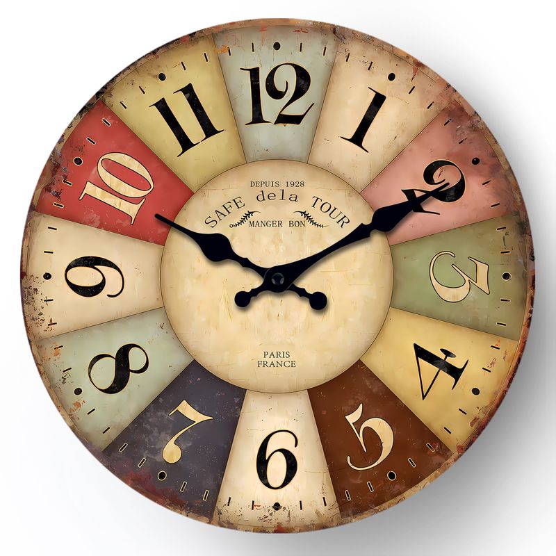Wooden Retro Wall Clock - Mute Square Home Decor_voghion.com