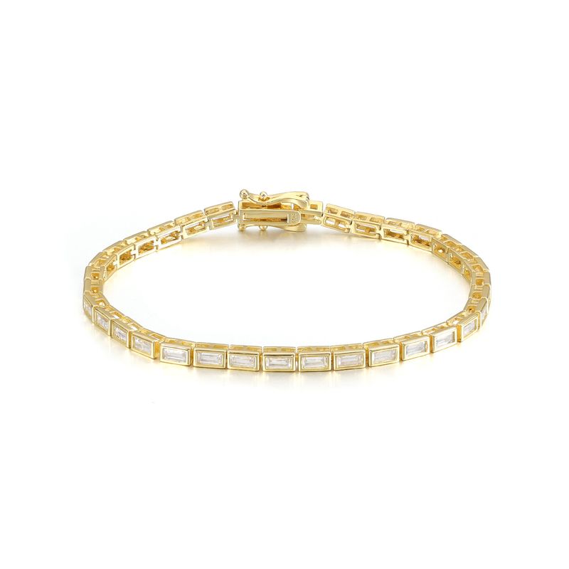 High Grade Pure 9/10/14/18k Gold Bracelet With Moissanite Emerald Tennis Chain 0.15 Carat Bracelet_voghion.com