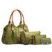 Vintage-Inspired 3-Piece Tote & Shoulder Bag Set – Stylish PU Handbag For Women With Detachable Straps (Green, Light Brown, Black)_voghion.com