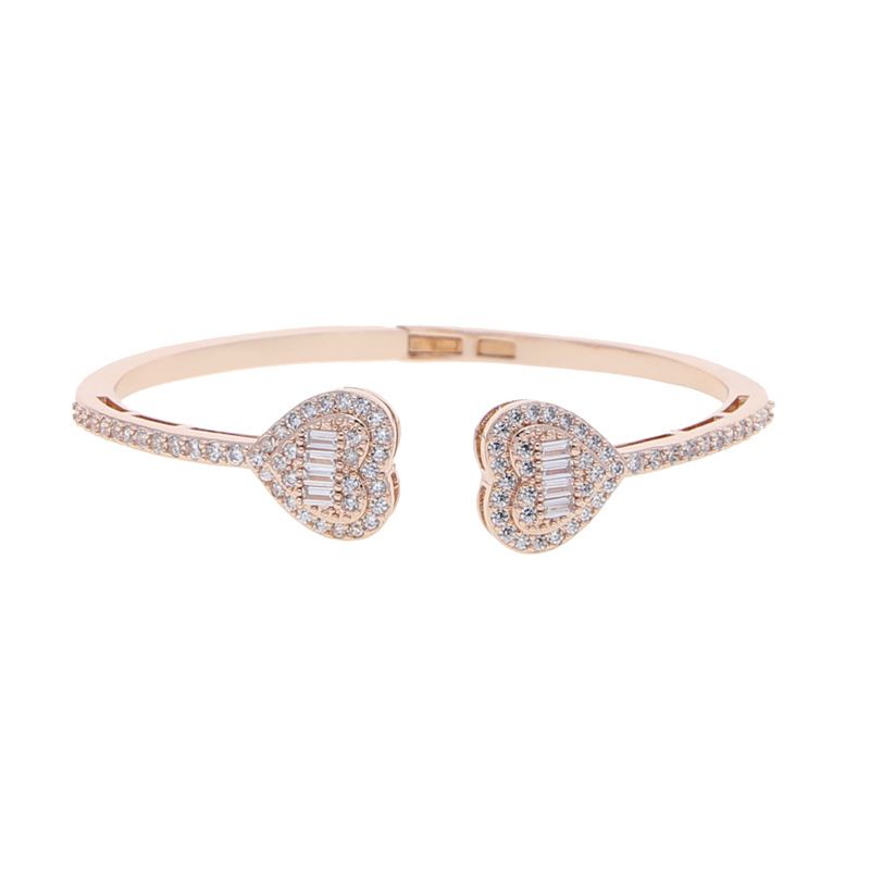 Women's Jewelry Full Diamond Heart Shaped Open Bracelet Ladies Full Diamond Bracelet Jewelry_voghion.com