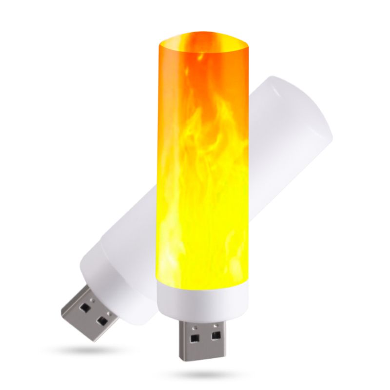 2 buc USB Atmosferă Lumină LED Flacără Intermitentă Lumânări Lampă de Carte pentru Power Bank Camping Iluminat Brichetă Efect Lumină_voghion.com