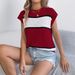 2025 Spring And Summer Contrast Color Striped Casual Loose Knitted Sweater Vacation Top Women's Clothing_voghion.com