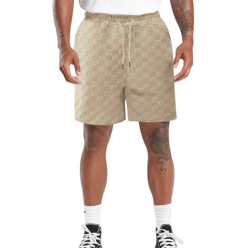 Pantalon surdimensionné pour hommes, avec un damier cinq pièces, coupe ample, short de sport décontracté pour l'été, 2024_voghion.com