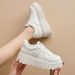 Spring New Training Casual Single Thick Sole White Versatile Height Increasing Women's Shoes Make Feet Look Smaller_voghion.com
