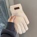Solid Color Knitted Wool Gloves Winter Unisex Couple Style Thickened Warm Cold-Proof Student Outdoor Cycling Touchscreen_voghion.com