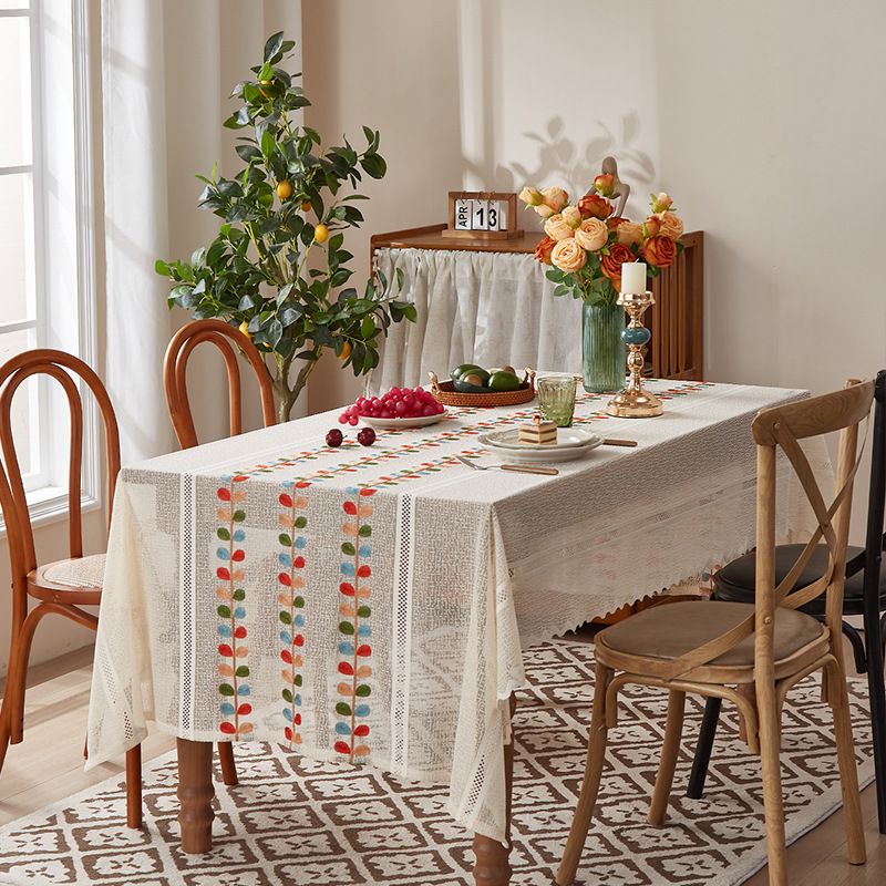 Christmas Tablecloth Set – Polyester Holiday Dining Table Cover With Festive Patterns (Santa, Reindeer, Bells, Flowers) – Multiple Sizes_voghion.com