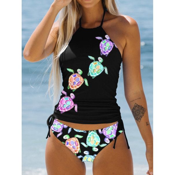 Women's Sexy Bikini Set - Tropical Palm Print With Adjustable Ties High Waisted Bottom For Tummy Control Plus Size Swimwear For Beach & Pool_voghion.com