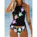 Women's Sexy Bikini Set - Tropical Palm Print With Adjustable Ties High Waisted Bottom For Tummy Control Plus Size Swimwear For Beach & Pool_voghion.com