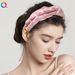 Korean Style Cream-Colored Puff Fabric Bow Headband For Women, Fashionable Hair Accessory For Daily Wear, Workout, And Home Use_voghion.com