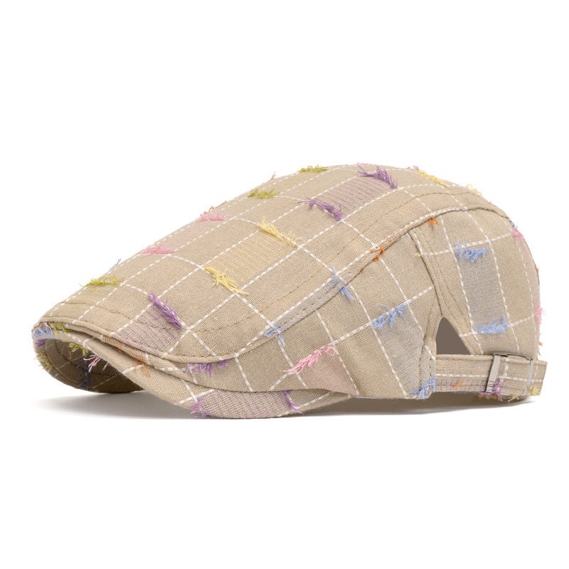Fresh Plaid Beret British Style Forward Casual Artist Trendy Duckbill Cap For Women_voghion.com
