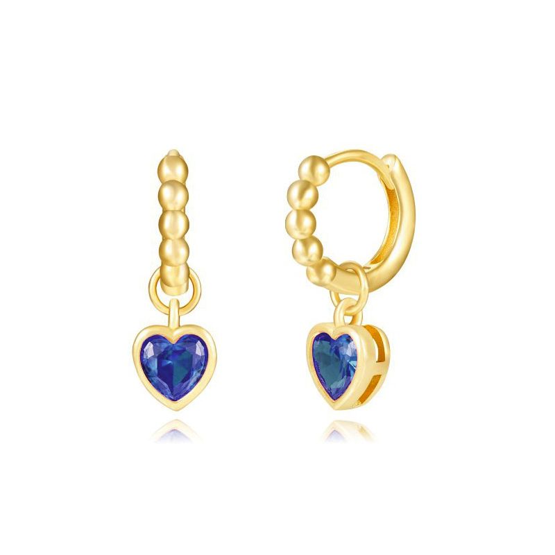 Orecchini da donna in argento S925, leggeri e di lusso, con fibbia francese, a forma di cuore geometrico, con diamanti colorati._voghion.com