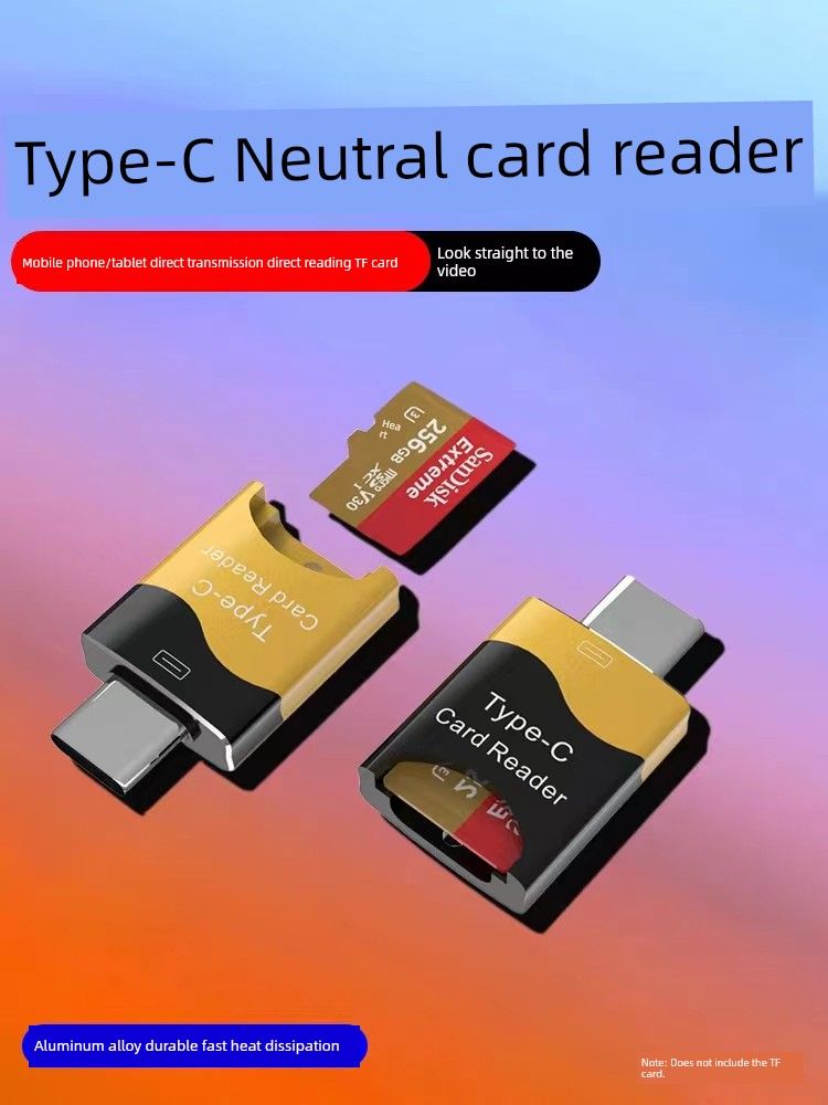 USB2.0 Siyah Altın Tip-c Cep Telefonu OTG Fişi TF Kart Okuyucu Kordonlu Iphone 15 İçin Uygun_voghion.com