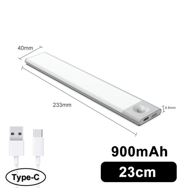 Ahşap Desenli Ultra İnce LED Hareket Sensörlü Dolap Altı Işıkları Tip-C USB Şarjlı Gece Lambası Mutfak Dolap Gardırop Koridor İçin_voghion.com