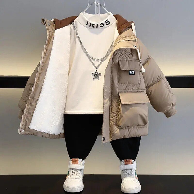 Romanbaby Parkas infantis meninos inverno casacos quentes adolescente moda engrossar casacos com capuz crianças inverno ao ar livre casaco bebê parka novo_voghion.com