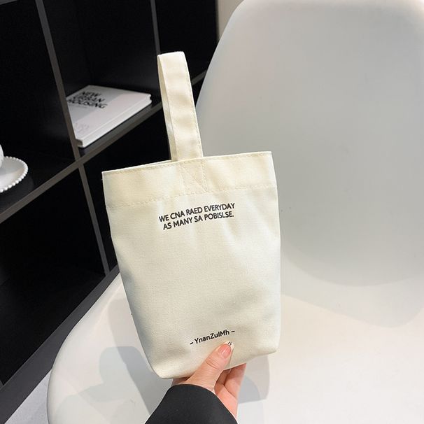Bolso de mano estilo minibolso de lona para mujer, estilo botella de agua, de color liso, para mamá_voghion.com