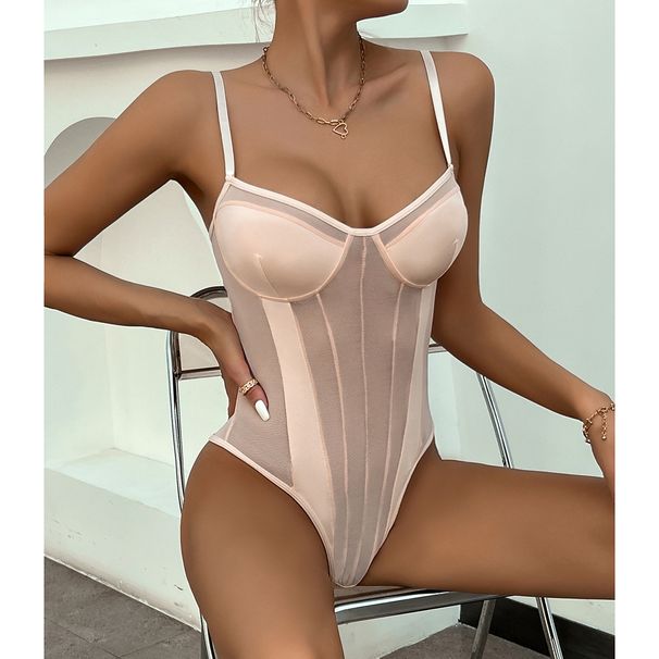 Frae sexy duerchsichteg backless Spëtzemask Patchwork Jumpsuit_voghion.com