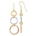 14k Tri-color Triple Circle Dangle Earrings_voghion.com