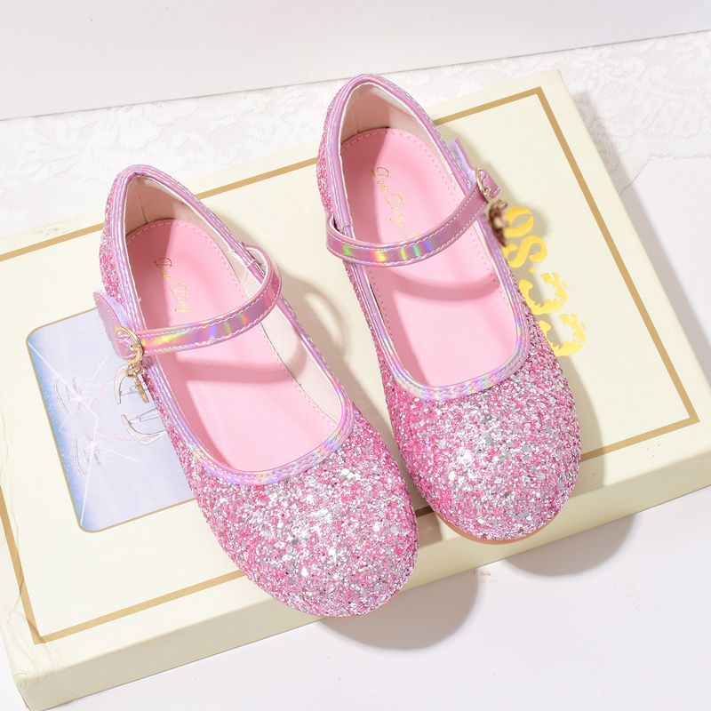 Children's single shoes baby Princess shoes Girl's glass shoes spring and autumn show white leather shoes_voghion.com