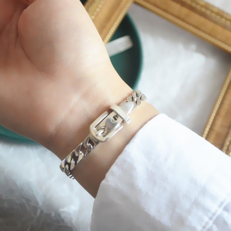 Set di gioielli da donna alla moda, in argento sterling, con catena e fibbia per cintura, collana da donna, stile retrò, clavicola, versione coreana, semplice, alla moda e con personalità._voghion.com