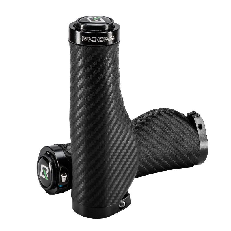 Puños de bicicleta ROCKBROS con patrón de carbono, puños para manillar de bicicleta, doble bloqueo, 22,2 mm_voghion.com