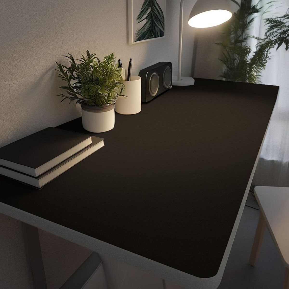 Siyah Mat Su Geçirmez Yağ Geçirmez Deri Altlık Ins Stil Hafif Lüks Üst Düzey His Çocuk Yazı Masası Oyun Masa Örtüsü_voghion.com