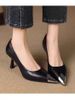 Französische High Heels mit Metallspitze für Damen, dünner Absatz, neues Design für Frühling und Herbst, elegant und modisch, ideal für den Alltag._voghion.com