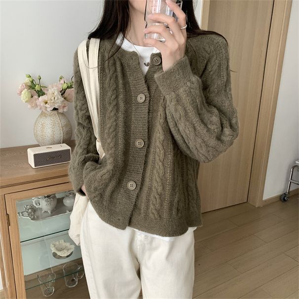 Cappotto caldo e morbido in maglia ritorta e glutinosa per le donne, autunno e inverno, nuovo cardigan corto lavorato a maglia giapponese in stile pigro_voghion.com