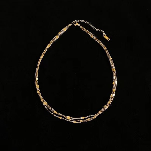 Light Luxury Niche Steel Gold-plated Three-layer Necklace_voghion.com