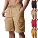 Unschlagbare Qualität Herren-Arbeitsshorts, Übergröße, einfarbig, multifunktionale Tasche, Strandhose, lässig_voghion.com