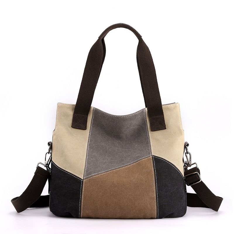 Einfache Mode Leinwand Frauen Große Kapazität Vinte Farbe Patchwork B Neue Hohe Qualität Schulter_voghion.com