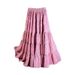 Women's new elastic splicing large swing long chiffon skirt long skirt_voghion.com