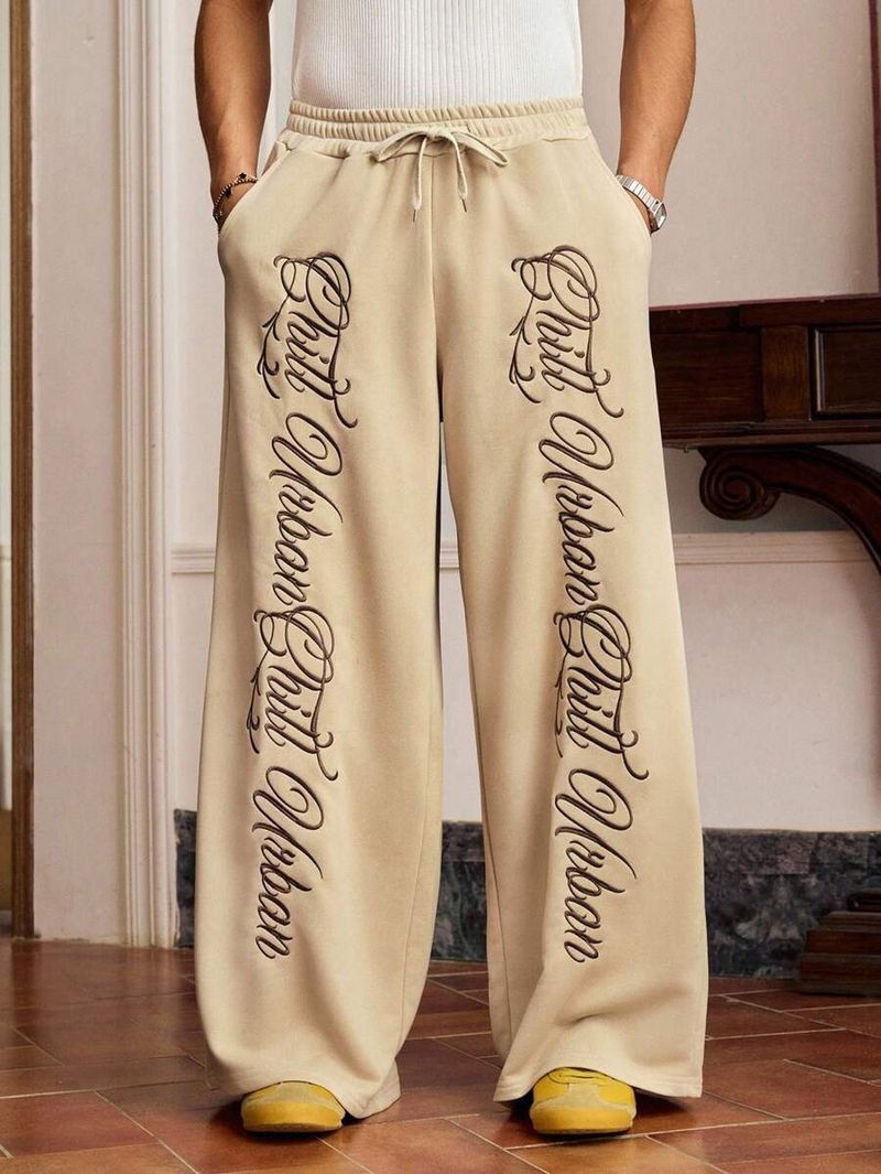 Pantalon décontracté ample à imprimé alphabet tendance pour hommes et femmes – Un essentiel streetwear pour toutes les saisons_voghion.com