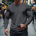 Suitable For All Seasons Autumn Winter Small Check Sports Breathable Long Sleeve T-Shirt Men's Casual Henley Shirt_voghion.com