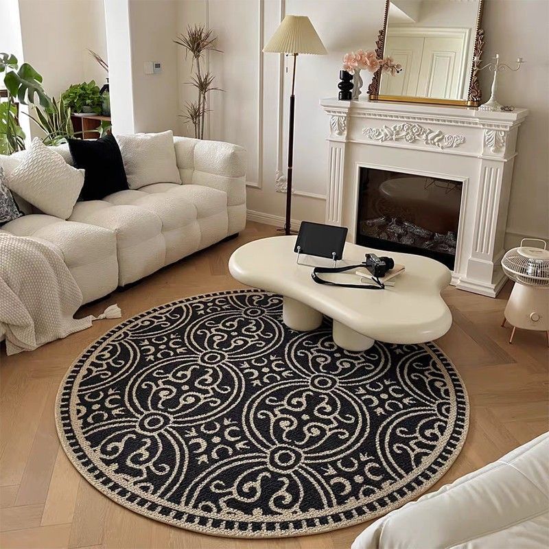 Muebles para el hogar, sala de estar redonda de alta gama, sofá, mesa de café, manta, dormitorio, estudio, alfombra redonda_voghion.com