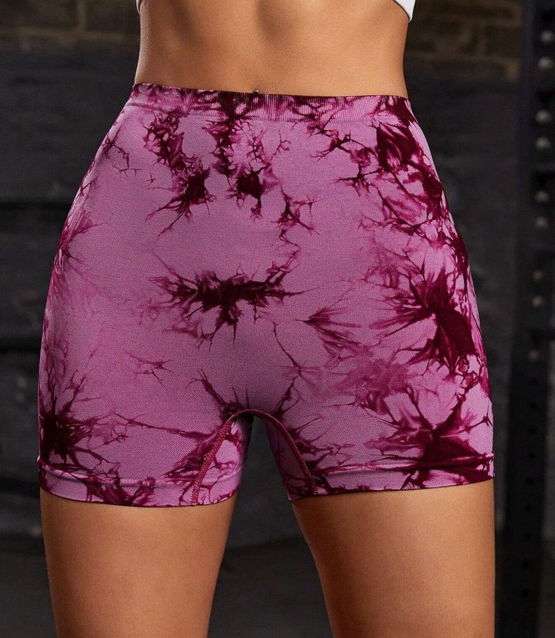 Women's Clothing back V waist showing peach hips Tie Dye Sports Shorts tight shorts_voghion.com