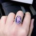 Cao Shi Live Amethyst Micro Pave Zircon Large Oval Engagement Gemstone Ring For Women_voghion.com