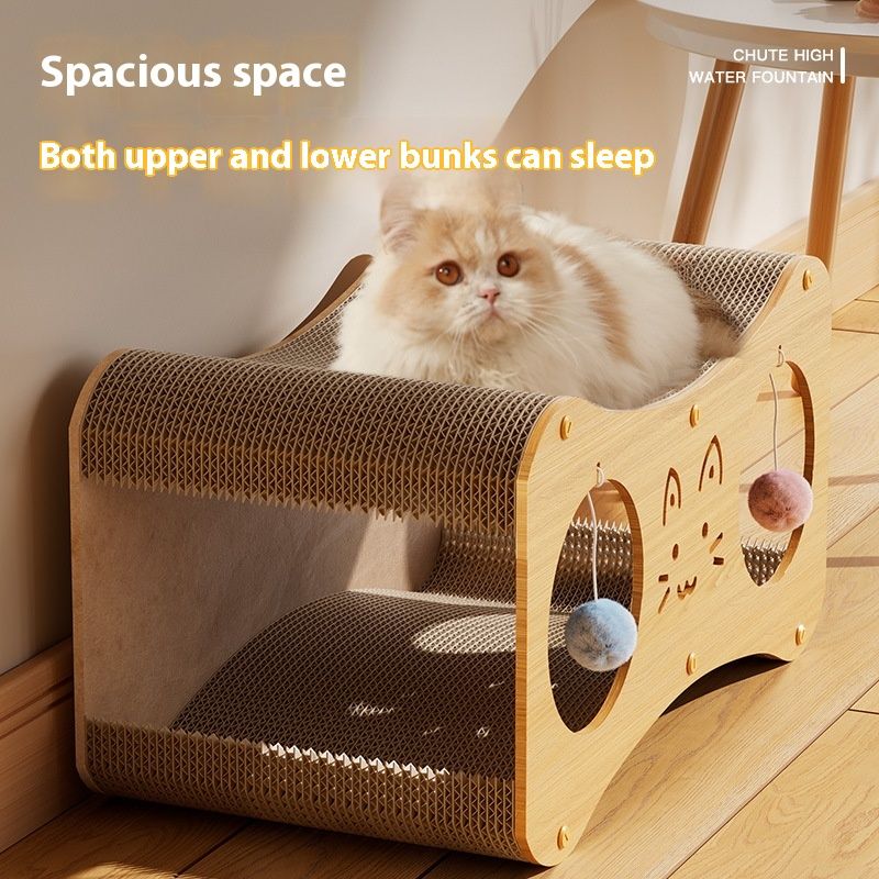 Multi functional scratching board, double-layer house, nest, cat teaser ball, detachable and replaceable inner_voghion.com