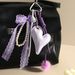 Irregular Purple Heart Lace Bow Pearl Beaded Bag Charm Keychain_voghion.com