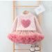 Børnesweater, kærlighedsblomstret striktrøje + mesh tutu-nederdel, babypiges moderigtige todelte sæt, ny koreansk version_voghion.com