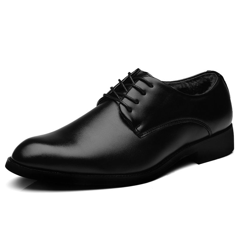 Scarpe da uomo in pelle, formali, stile europeo, con punta tonda, foderate in pile e tre punte_voghion.com