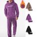 Men's Plush Fleece Lounge Set – Soft Embroidered Letter Hoodie & Jogger Pants (Black/Violet/Khaki/Greyish, S-XXL)_voghion.com