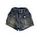 Dameshoge taille slanke all-match retro noodlijdende denim shorts dames broek met wijde pijpen_voghion.com