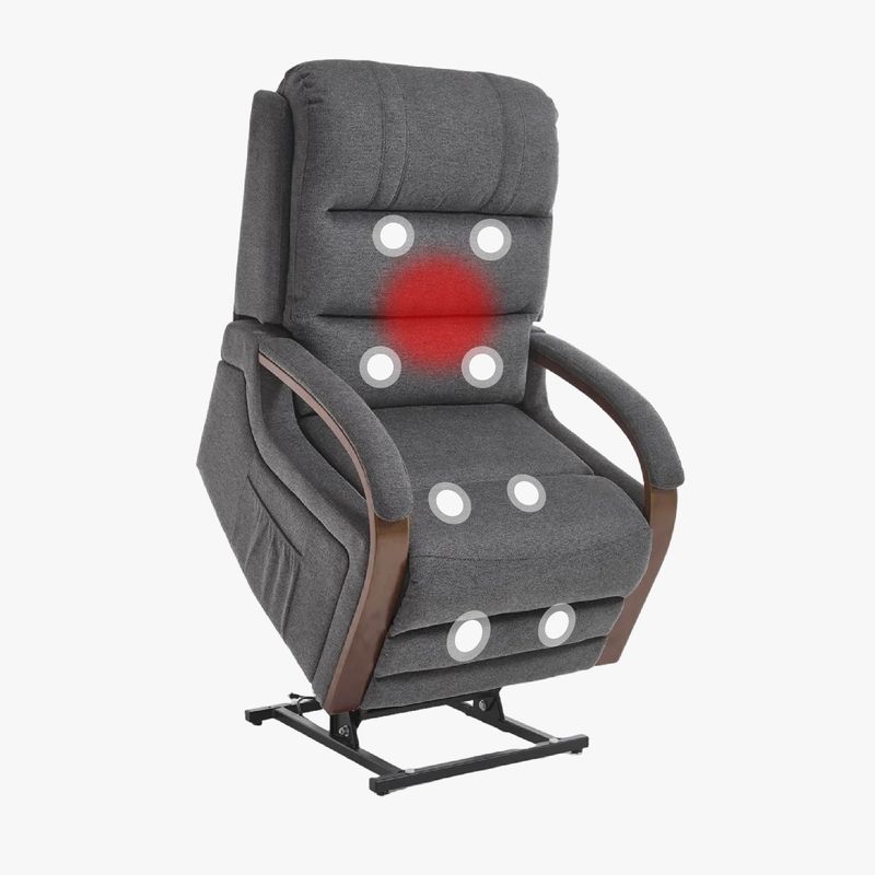 Power Lift Recliner Chair For Elderly, Recliner Chair With Massage & Heat, Electric Leather Lift Recliner Chair For Living Room With Side Pocket, Charcoal Gray_voghion.com