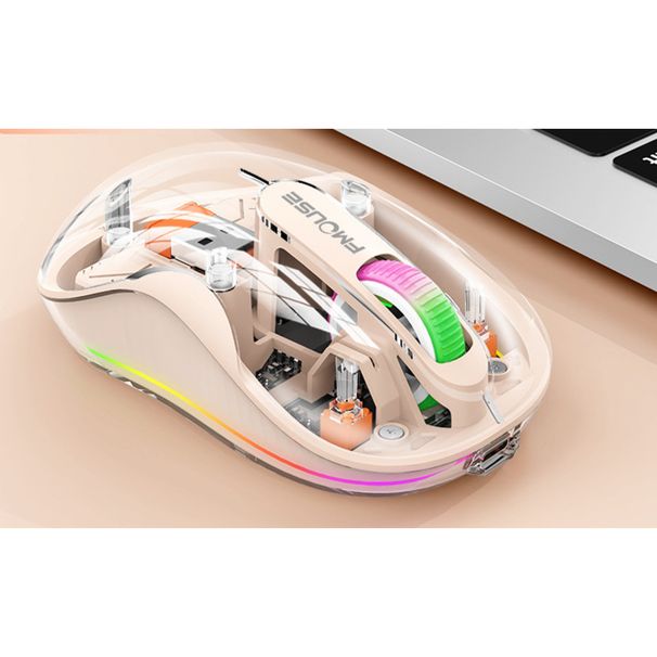Transparent Wireless Silent Bluetooth Gaming Rechargeable Universal Personalized Mouse_voghion.com