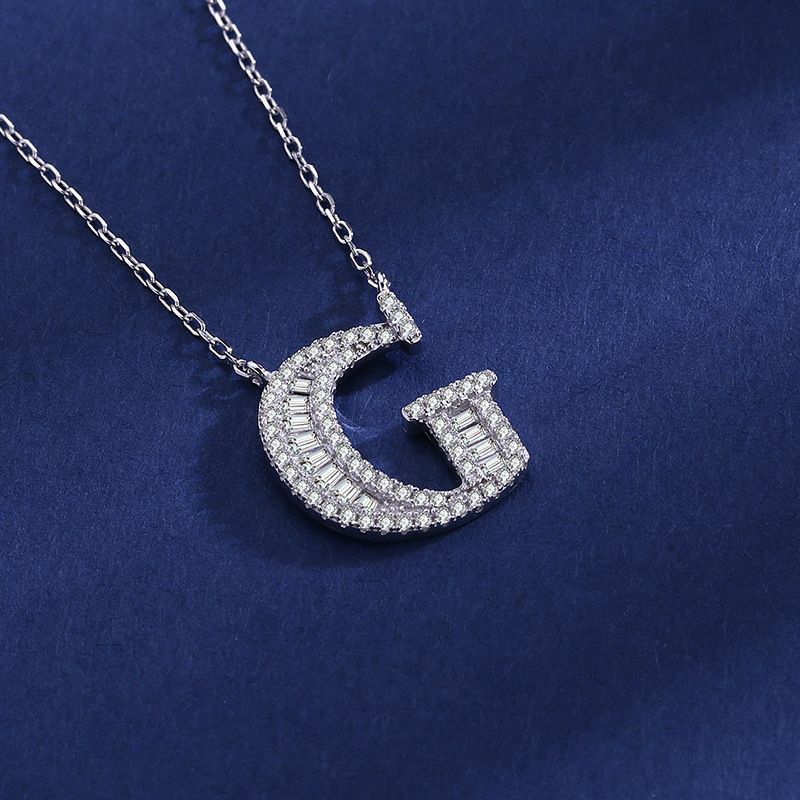 Persoonlijkheid overdreven 26 Engelse letter ketting, Ins Trendy ketting, S puur zilveren set met zirkoon Hip Hop populaire hanger sieraden_voghion.com