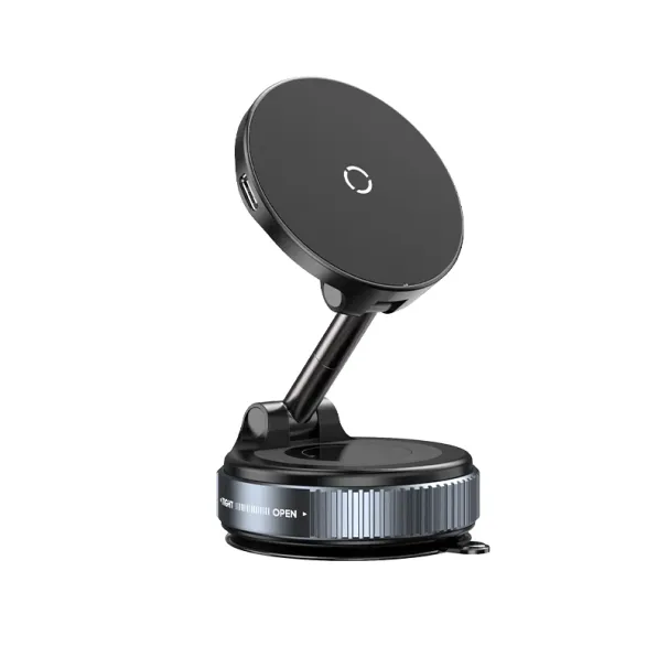 K007S Caricabatterie wireless per auto 15W Supporto per telefono con ventosa a vuoto Supporto magnetico bifacciale a mani libere_voghion.com