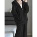 2025 Spring And Autumn Women's Sports Suit Korean Version Loose Hooded Fashion Lazy Style Casual Running Two-Piece_voghion.com