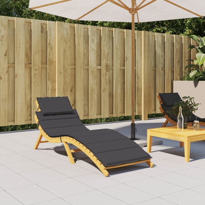 Sun Lounger Cushion Black 73.2"x22.8"x1.2" Oxford Fabric_voghion.com